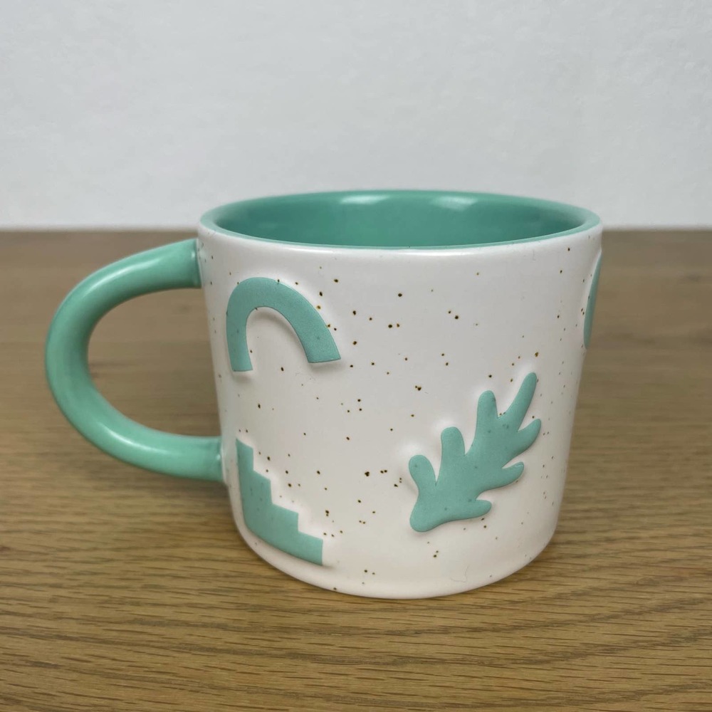 Maven teal and tan stone wear geometric boho mug